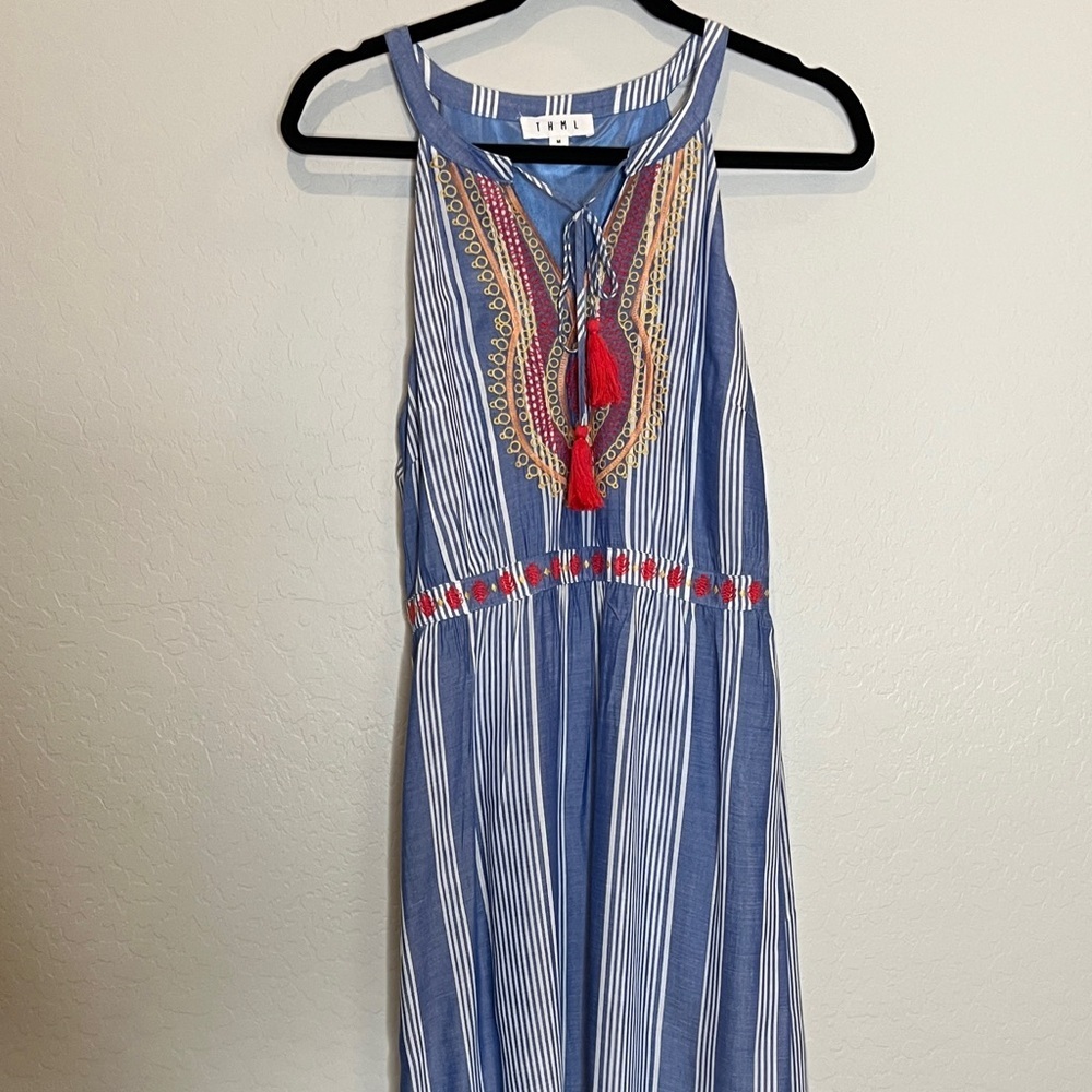 THML Light Blue Striped Dress Medium